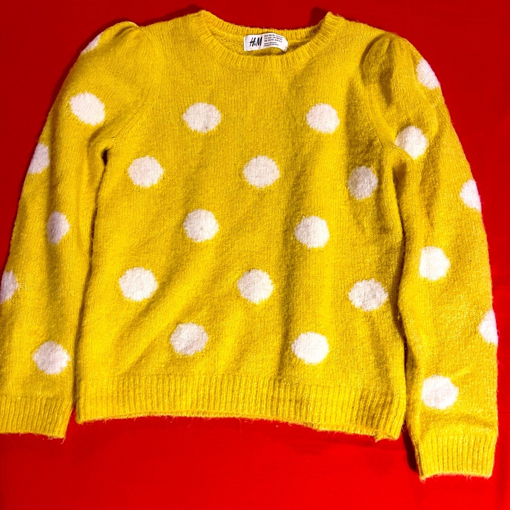 Girls Yellow Polka Dot Sweater